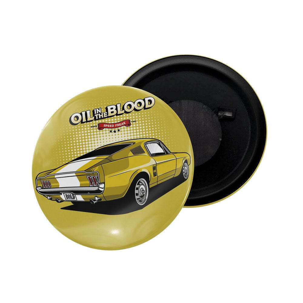 dhcrafts Fridge Magnet Yellow Classic legend Vitnage Car Automobile D45 Glossy Finish Design Pack of 1 (58mm)